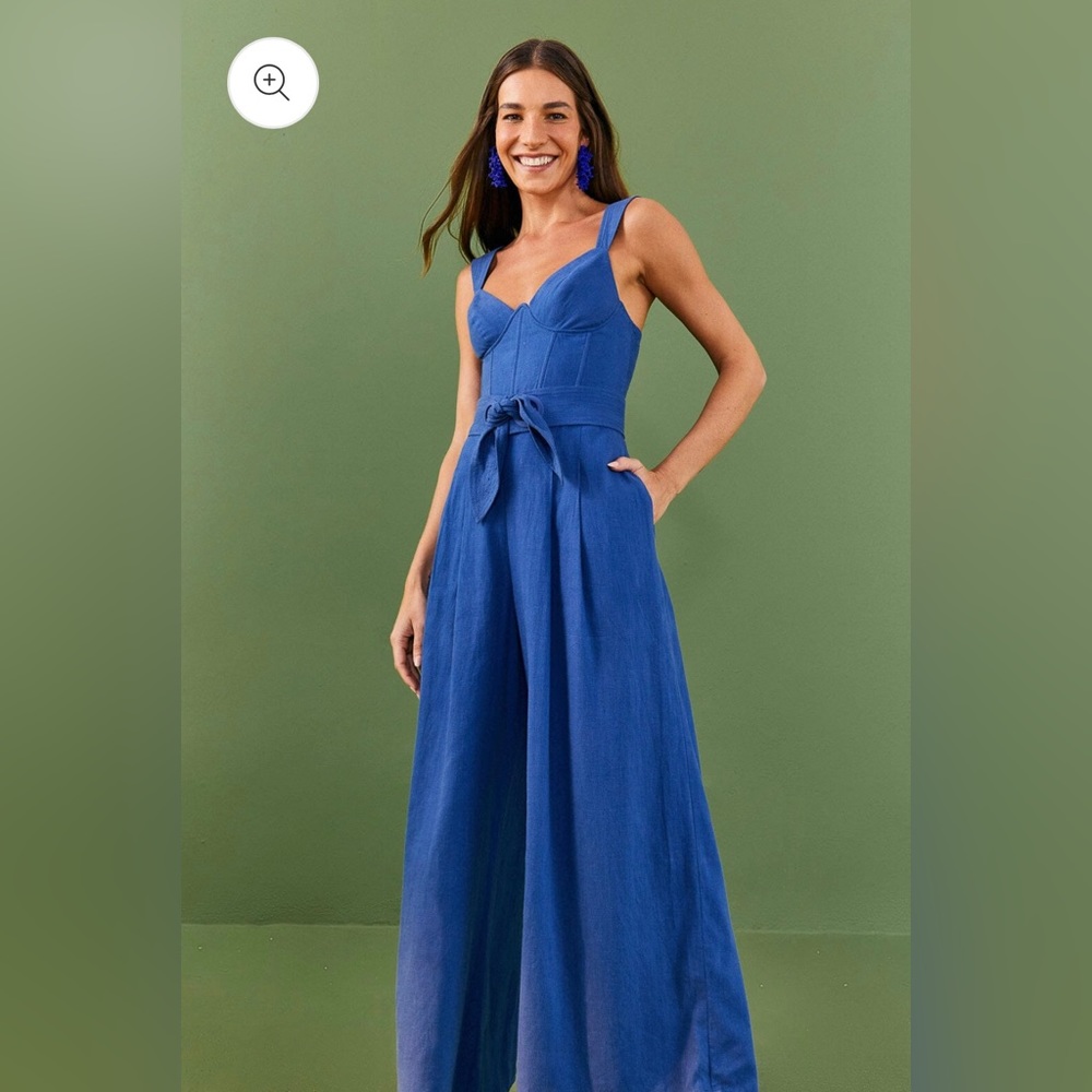 Dark Blue Belted Jumpsuit from FARM Rio.